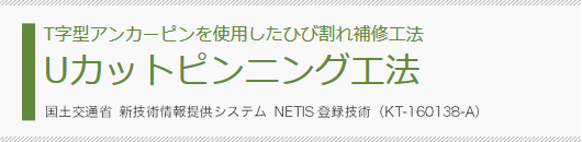 T字型アンカーピンを使用したひび割れ補修工法 Uカットピンニング工法